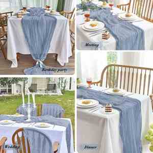 Chiffon de coton bleu 72 pouces pour décoration de printemps et de Pâques, chemin de table rustique en gaze lavande pour douche nuptiale - Product Image 3