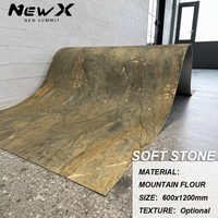 Papier peint en pierre souple imperméable 600x1200mm, pierre de travertin flexible pour panneaux de revêtement flexibles pour l'extérieur et l'intérieur