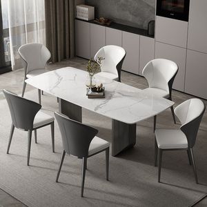 Juego de Mesa de Comedor Moderno de Piedra Sinterizada, 4 Piezas, Rectangular, Duradero, Estilo Nórdico, Muebles para Comedor - Product Image 4