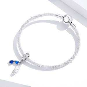 S925 Argent Jubilatoire surf pendentif <span class=keywords><strong>de</strong></span> mode sertie <span class=keywords><strong>de</strong></span> <span class=keywords><strong>diamant</strong></span> bleu lunettes perles accessoires BSC263 - Product Image 2