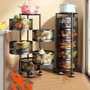 Keuken Opslag Draaibare Rek Vloer Woonkamer Multi-Layer Beweegbare Fruit Groente Snack Stand Huishoudelijke Plank