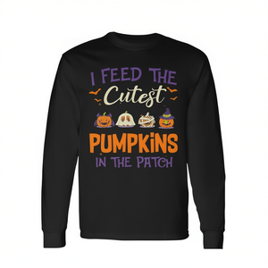 T-shirt à manches longues Lunch Lady Halloween pour les amateurs de citrouilles, pour nourrir les citrouilles les plus mignonnes, pour les promotions - Product Image 2