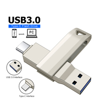 Pendrive Metálico 2 en 1 con LOGO Personalizado 32GB 64GB 128GB 256GB Memoria USB 3.0 Disco de Memoria con Interfaz Tipo C Chip Flash Estilo OTG