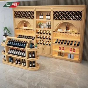CIRI toko anggur desain Interior alkohol rak kayu minuman keras rak vodka tampilan kabinet