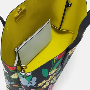 Conjunto de bolso de mano para mujer con estampado de flores coloridas a la moda, bolso de mano multifuncional de hombro de gran capacidad para vacaciones para mujer