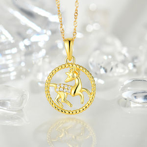 YILUN kalung liontin lapis emas 12 zodiak, perhiasan liontin tanda zodiak unik perak murni 925 - Product Image 3