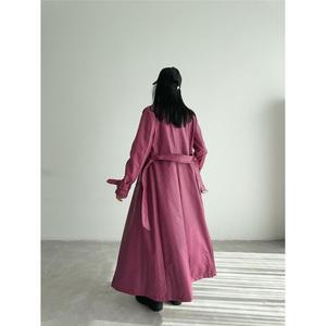 Abrigo de Cuero Acolchado Color Fucsia para Mujer, Estilo Casual, Relleno de Algodón, Exterior de Cuero Genuino, Cierre con Cinturón, Tejido de Mezclilla, Invierno - Product Image 6