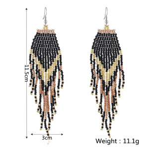 Orecchino 2025 koimei nuovi gioielli di moda bohémien orecchini lunghi nappine femminili etnici fatti a mano perline ventaglio orecchini Bohemia - Product Image 5