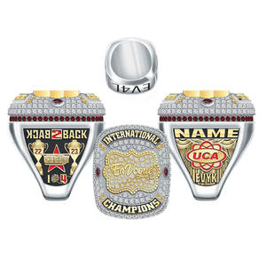 Anillos de campeonato deportivos de metal esmaltados dorados y plateados con logotipo personalizado - Product Image 2