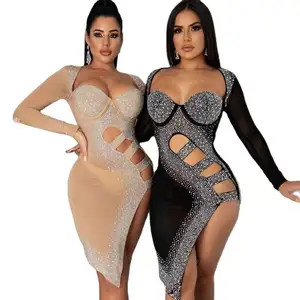 2022 Newest Design Women Clothing Tight Sequined Sexy Woman 5xl Plus Size Dress Long Sleeve Fashion Summer Club Party Dresses