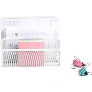 Porte-documents à 3 sections pour la maison et le bureau, organiseur de courrier et de notes, accessoire de bureau en treillis métallique - Product Image 2