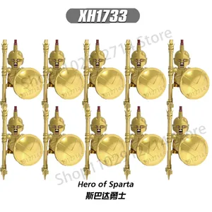 Set da 10 pezzi di mattoncini da costruzione con personaggi storici medievali, eroi di Sparta, crociati, soldati romani, action figure, giocattoli per età 14+. - Product Image 2