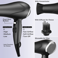 Pengering rambut ionik Salon, pengering rambut profesional, peniup pengering rambut kecepatan tinggi 2200W