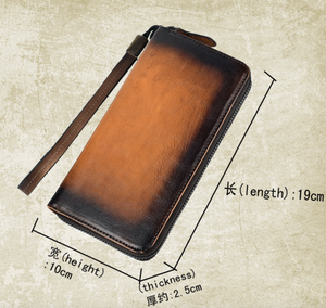 AndoBag Cartera Larga Retro de Cuero Vacuno Genuino para Hombre, Bolso de Mano Multifuncional con Múltiples Compartimentos - Product Image 2