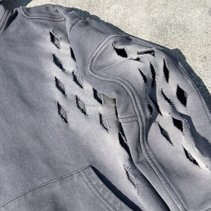 Sudadera con Capucha Premium de Estilo Urbano, Logotipo Bordado, Impresión de Alta Densidad, Estilo Holgado, Lavado Ácido, Desgastado, para Hombre - Product Image 5