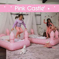 Lit gonflable de voyage de nuit de château rose pliant et lits de matelas d'air pour des enfants