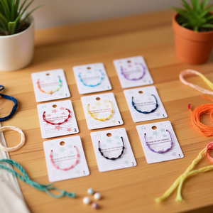 Braccialetto con Nodo a Sette Stelle in Corda Colorata, Fatto a Mano, Confezione da 12 Pezzi - Product Image 3