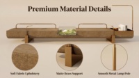 Banc de café en bois de noyer avec terrarium en verre intégré, rail tubulaire doré, lampe de sol pour coin lecture, luminaire LED pour café, salon ou magasin