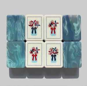 Stock US 250 Size 3 Layer Pearl Christmas American Mahjong Set 160Pcs Interlayer Carved Luxury Pearlescent Acrylic Holiday - Product Image 2