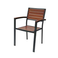 Plastique, bois, aluminium, café-restaurant, chaise avec accoudoir en bois pour l'extérieur