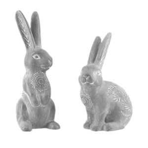 Bàn Trang Trí Trắng Hiệu Ứng Xi Măng Polyresin <span class=keywords><strong>Hare</strong></span> Điêu Khắc Nhựa Những Người Yêu Thích Thỏ Bức Tượng Polyresin Bunny Tượng Trang Trí - Product Image 4