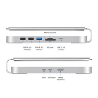 Station d'accueil USB-C pour Mac Mini M4, boîtier SSD M.2 NVMe SATA 10 Gbit/s, hub HDMI, lecteur de cartes SD TF, extension USB