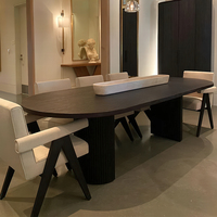 Ensemble de table à manger ovale en bois massif BYRON EMPERADOR, meubles en chêne vintage de luxe faits à la main pour salle à manger, inspiré de RH
