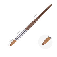 Pinceau acrylique à manche en bois brun, virole plate, 70 % poils de Kolinsky, taille 14, pour salon de manucure, prix de gros BW62-4