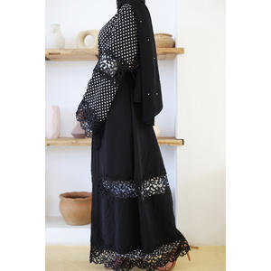 Moda pizzo aperto Abaya donne musulmane elegante Dubai Cardigan abito abito arabo turco all'ingrosso - Product Image 5