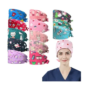 Individuelles LOGO Geschenk stilvoller Druck langes Haar Arbeitskleidung Medizinische Mützen Unisex elastische Zahnchirurgie Peelinguniform Krankenschwestermütze