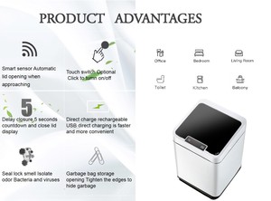 Capteur de mouvement automatique, <span class=keywords><strong>poubelle</strong></span> intelligente, recyclage, capteur, <span class=keywords><strong>poubelle</strong></span> dans les déchets, <span class=keywords><strong>poubelle</strong></span>, <span class=keywords><strong>poubelle</strong></span>, poussière, pour la cuisine domestique - Product Image 6