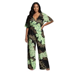 하와이안 여름 모키하나 레이 공예 맞춤 로고 여성 의류 여성용 원피스 점프수트 사모아 폴리네시아 패션 여성 플레이수트 - Product Image 1