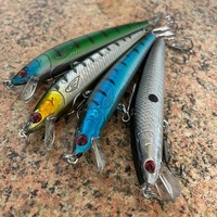 Leurre de pêche Minnow à queue longue de 10 cm en ABS, 9g, flottant, crankbait wobbler avec yeux 3D réalistes pour eau salée et lac