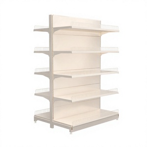 Solución de estanterías de pared para supermercado de un solo lado con malla de alambre lateral blanca de alta luminosidad - Product Image 1
