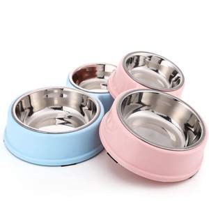 Toptan ayrılabilir paslanmaz çelik 2 in 1 çift kaseler yuvarlak saman köpek maması ve su kasesi - Product Image 4