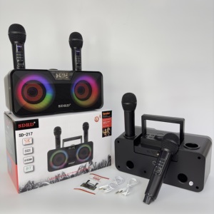Portable for Karaoke Machine with 2 UHF <strong>Wireless</strong> <strong>Microphones</strong> and LED Lights Home Use PA Singing <strong>Speaker</strong> <strong>System</strong> - Product Image 4