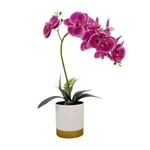 Plante artificielle d'orchidée Phalaenopsis en pot, rose rouge, 40 cm, avec pot, pour la décoration du bureau et du salon - Product Image 5