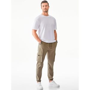 FOXA Mens Cargo Pants Lightweight Elastic Waist Drawstring Tapered Fit With Pockets Casual Wear - Product Image 4