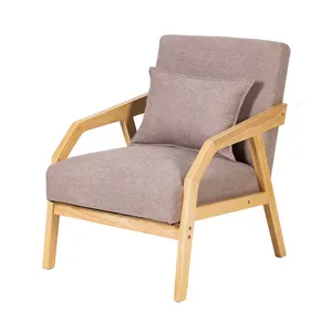 Wuye usine approvisionnement pas cher Offres Spéciales Simple Design nordique cadre en bois massif fauteuil canapé chaise