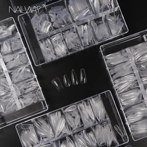500PCS Half Cover Soft Gel Wide French Design Clear Well Duck Feet Nail Tips 10 Sizes Fan Shaped Flare Fake Nails