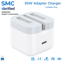 Adaptateur secteur ultra compact 30W, chargeur portable Type C, charge rapide pour téléphone avec puce intelligente, directement de l'usine