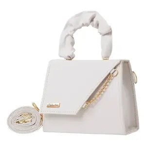 Bolso Bandolera Baia Blanco para Mujer, Cuero Genuino, Patrón Geométrico, Correa de Cadena, Estilo Cruzado para Uso Diario - Product Image 1