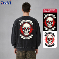 Sweat-shirt court en jersey à col rond pour homme, imprimé crâne vintage délavé, œil rouge X, style punk, 100 % coton, unisexe, coupe classique, streetwear tendance