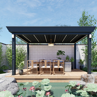 Bioclimatic Système de toit en aluminium à persiennes 4x4 Abri de jardin avec pergola électrique Louvre Gazebo d'extérieur Cadre enduit de poudre