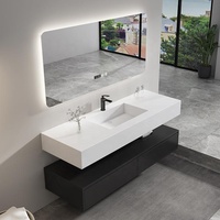 Meuble de salle de bain personnalisé avec miroir LED intelligent, double vasque en céramique, armoire murale en MDF, finition cuivre, prix usine, style moderne