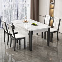 Table à manger extensible moderne, plateau en pierre frittée rectangulaire, table extensible pour 6 personnes, meubles de salle à manger pour la maison et la cuisine