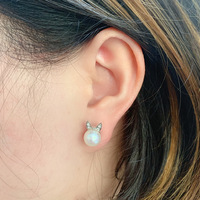 Boucles d'oreilles perle d'eau de mer naturelle en gros Boucles d'oreilles perle d'eau douce diamant moissanite en or blanc 18 carats pour femme