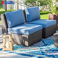 Ensemble de 3 canapés modernes en rotin PE pour patio en plastique osier pour le jardin mobilier d'extérieur sectionnel avec table à thé