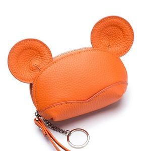 Cute Cartoon <strong>Mouse</strong> Ear First Layer Cowhide Coin <strong>Purse</strong> Genuine Leather Mini Wallet With Wrist Strap Key Chain Small Storage Bag - Product Image 6