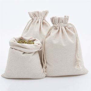 Factory Direct Recycled Solid Color Small Cotton Canvas Blank Beige Drawstring Bag Custom Printing Logo With Embroidery - Product Image 4